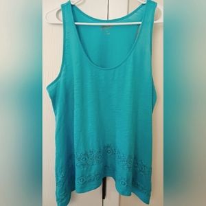 Arizona Turquoise Flowy Tank Top, XL fits as L